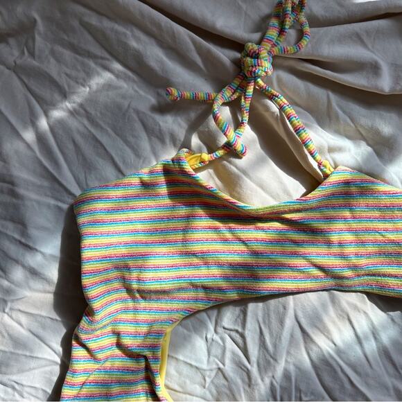 SALE💝 Free People x Toast Swim NWT Ribbed Rainbow Cut Out One Piece - Picture 4 of 7